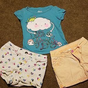 1 shirt, 2 shorts size 4/5